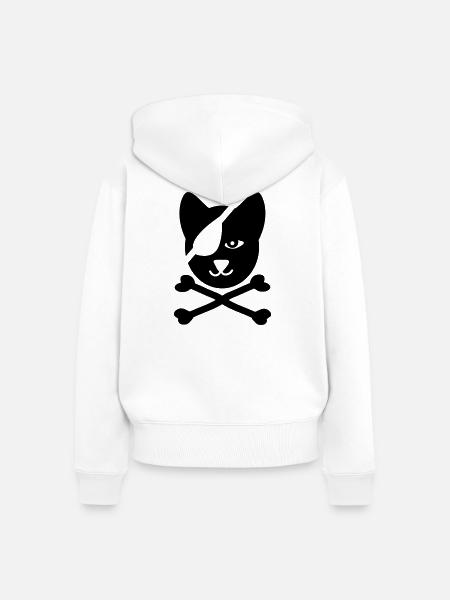katze pirat seefahrt - Frauen Premium Bio Zip Hoodie - Weiß