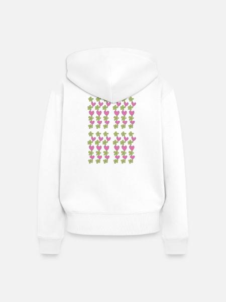 herzen blumen muster - Frauen Premium Bio Zip Hoodie - Weiß