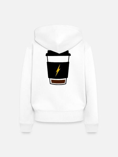 Kaffee mit niedrigem Batteriestand - Frauen Premium Bio Zip Hoodie - Weiß
