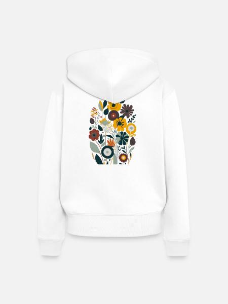 Blumenstrauß - Frauen Premium Bio Zip Hoodie - Weiß