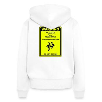 Warnung! Dieses Mädchen macht Krav Maga - Frauen Premium Bio Zip Hoodie - Weiß - Hinten - AI Model Female 172 light (172cm)