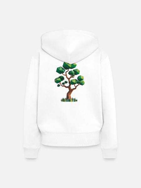 Baum - Cooles Low Poly Logo - Frauen Premium Bio Zip Hoodie - Weiß