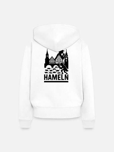 Hameln Stadt Rattenfänger Silhouette - Frauen Premium Bio Zip Hoodie - Weiß