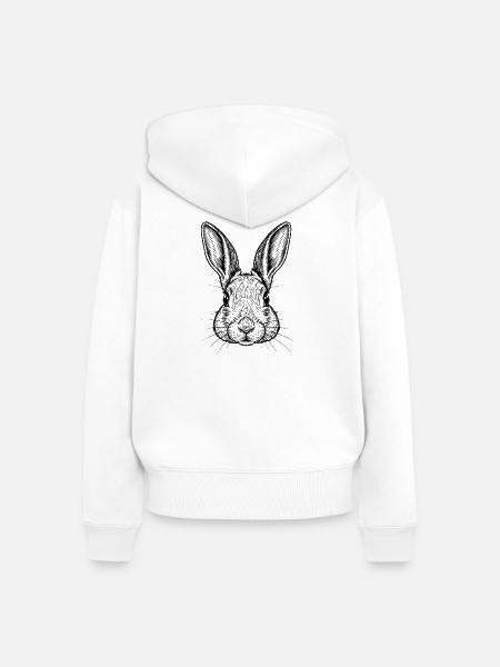 Kaninchen - Frauen Premium Bio Zip Hoodie - Weiß