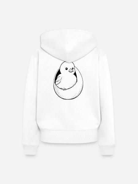 Vogelwachtel im Ei - Frauen Premium Bio Zip Hoodie - Weiß