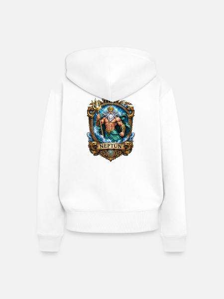 Neptun König des Meeres - Frauen Premium Bio Zip Hoodie - Weiß