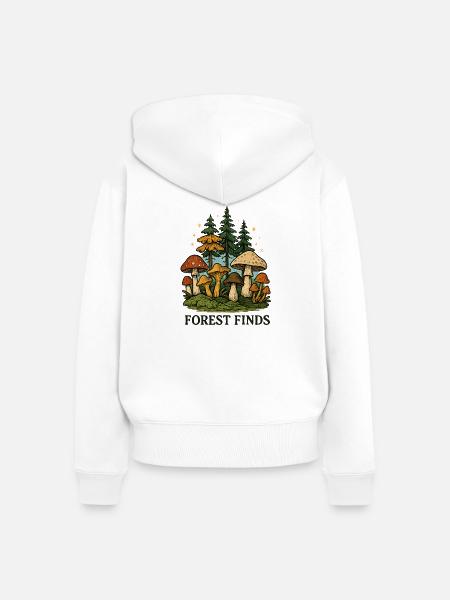 Waldfunds Pilz-Entdeckung - Frauen Premium Bio Zip Hoodie - Weiß