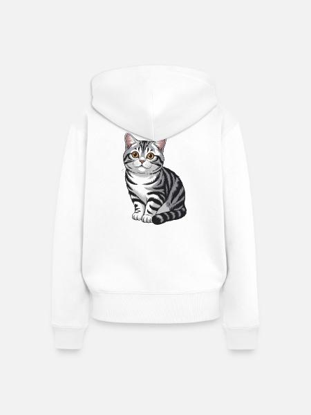 Tabby-Katzenporträt - Frauen Premium Bio Zip Hoodie - Weiß