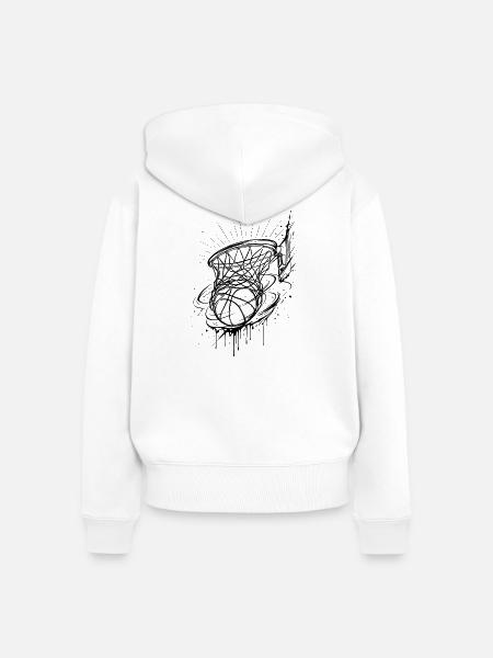 Basketball Korb - Frauen Premium Bio Zip Hoodie - Weiß