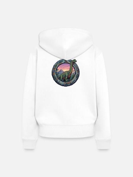 Brachiosaurus im Vulkanring - Frauen Premium Bio Zip Hoodie - Weiß