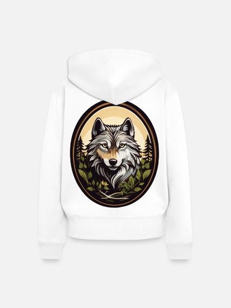 Waldbewohner Wolf - Frauen Premium Bio Zip Hoodie - Weiß