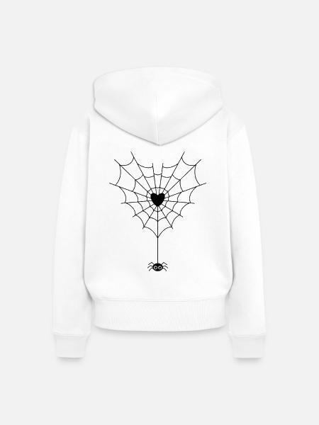 Spinne im Spinnennetz - Frauen Premium Bio Zip Hoodie - Weiß