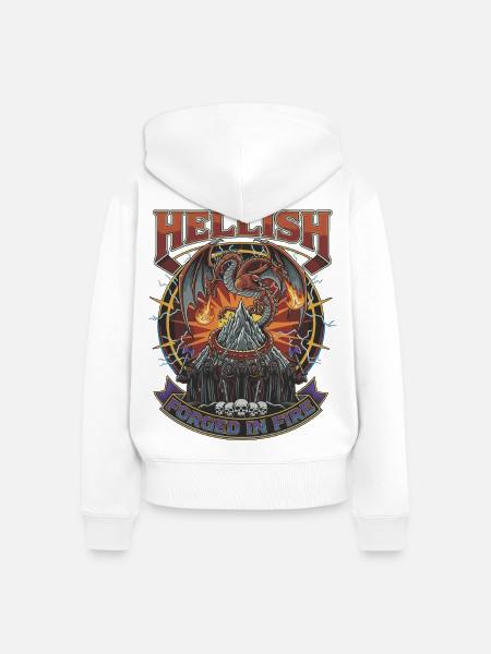 Hellish Forged in Fire - Frauen Premium Bio Zip Hoodie - Weiß