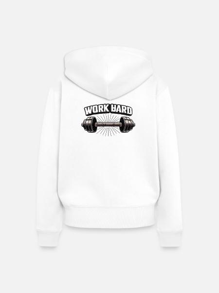 Kraftvolles Training Shirt - Frauen Premium Bio Zip Hoodie - Weiß