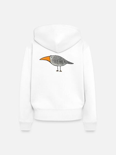 Vogel mit orangem Schnabel - Frauen Premium Bio Zip Hoodie - Weiß