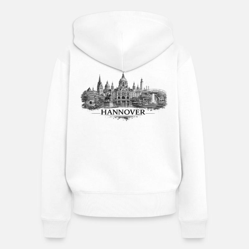 Hanovre - Sweat à capuche zippé Premium bio Femme - blanc