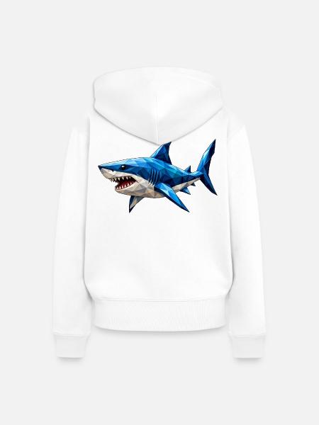 Low Poly Hai - Frauen Premium Bio Zip Hoodie - Weiß