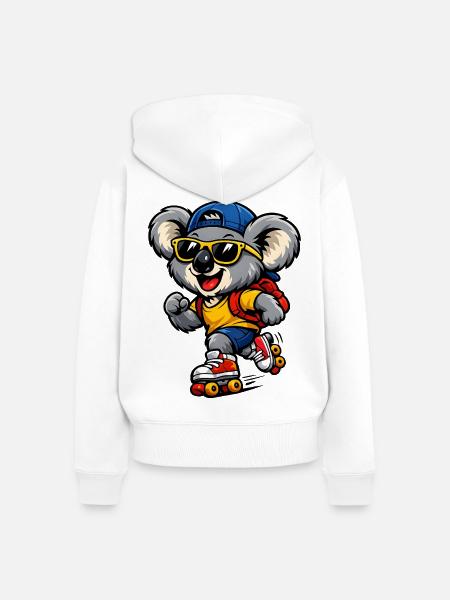 Koala mit Rollschuhen – Süßes Freizeitmotiv - Frauen Premium Bio Zip Hoodie - Weiß