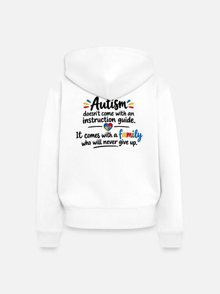 Autismus Familienherz Puzzle - Frauen Premium Bio Zip Hoodie - Weiß
