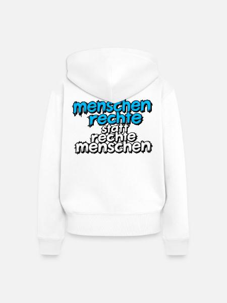 Menschenrechte statt rechte Menschen - Frauen Premium Bio Zip Hoodie - Weiß