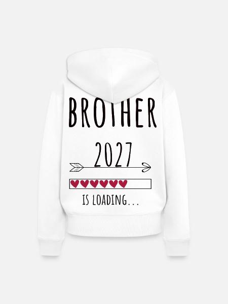 Pregnancy Announcement – Bruder 2027 Geschenk - Frauen Premium Bio Zip Hoodie - Weiß