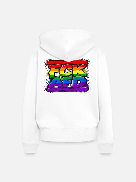 Regenbogen Graffiti AFD Widerstand - Frauen Premium Bio Zip Hoodie - Weiß