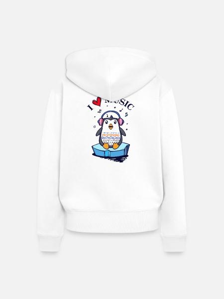 Seevogel Cool Herz PinguinTier Statement - Frauen Premium Bio Zip Hoodie - Weiß