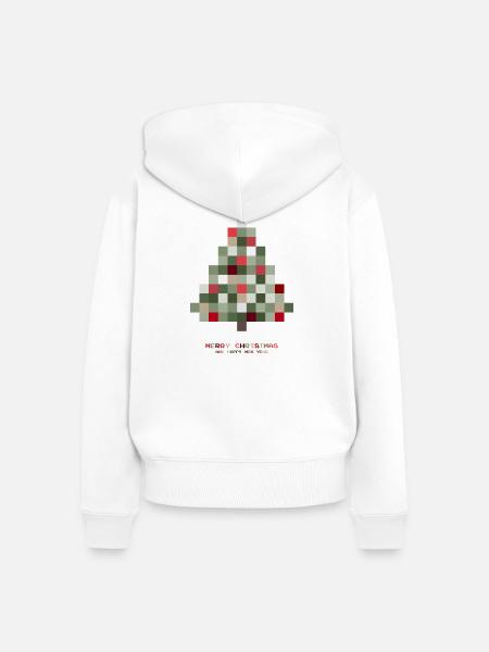 Weihnachtsbaum Pixel - Frauen Premium Bio Zip Hoodie - Weiß