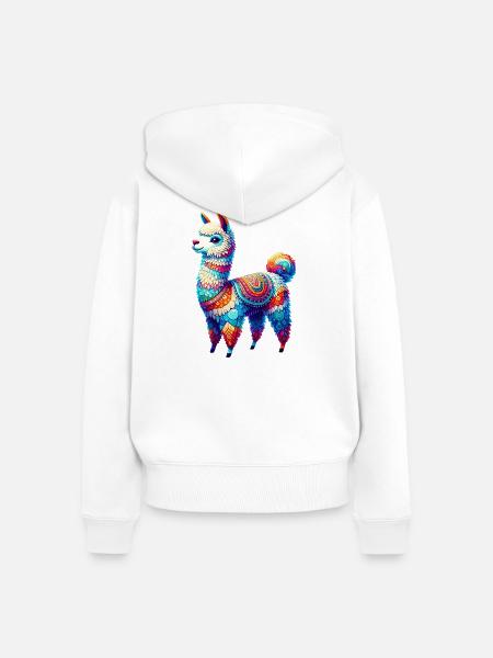 Alpaka - Frauen Premium Bio Zip Hoodie - Weiß