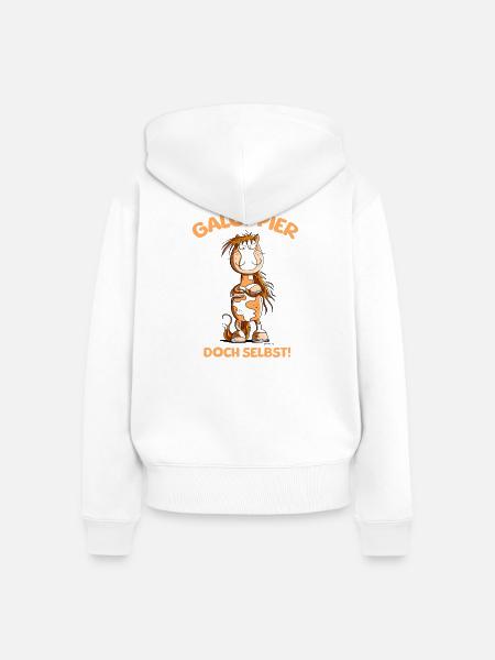 Pferd Galopp Spruch - Frauen Premium Bio Zip Hoodie - Weiß