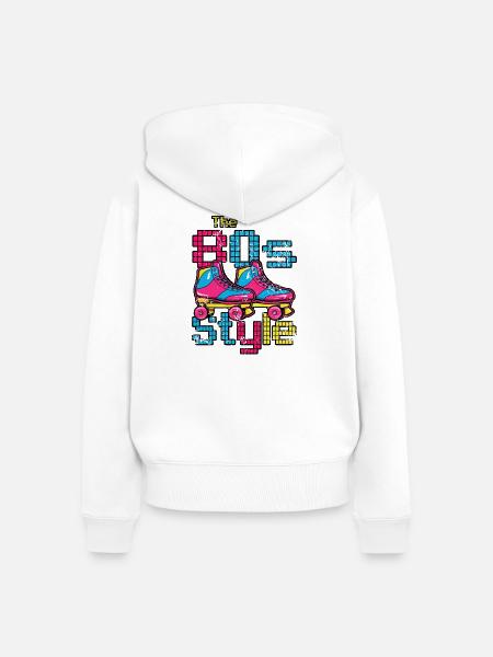 Rollschuhe. Achtziger Jahre - Frauen Premium Bio Zip Hoodie - Weiß