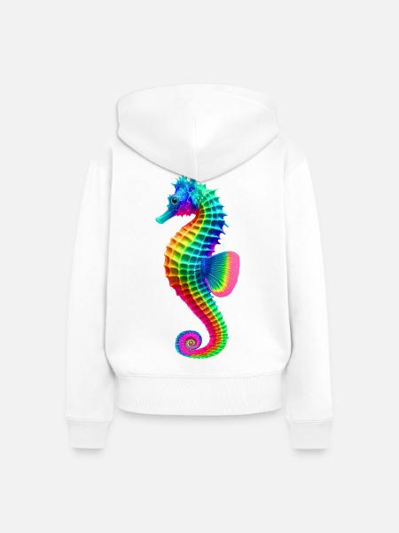 Seepferdchen (01) - Frauen Premium Bio Zip Hoodie - Weiß