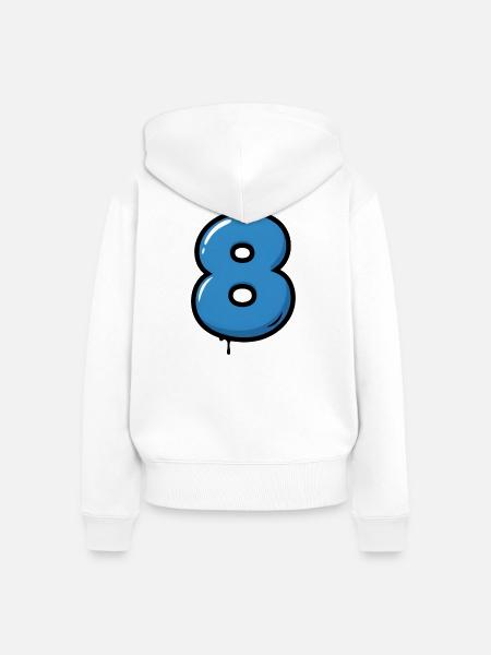 Blauer Zahl 8 Ballon Illustration - Frauen Premium Bio Zip Hoodie - Weiß