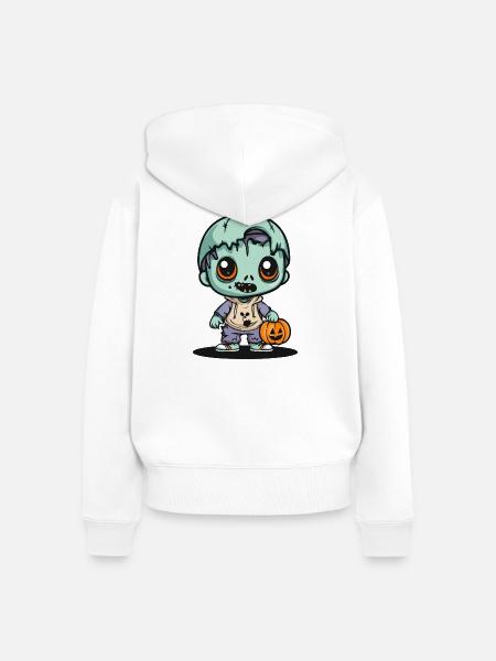 Zombie Halloween Gruselig Comic - Frauen Premium Bio Zip Hoodie - Weiß