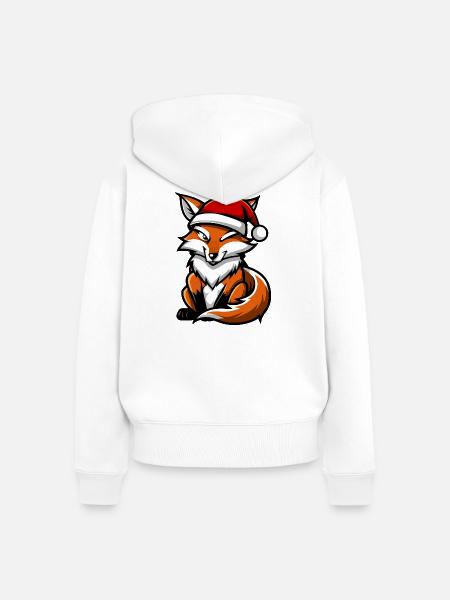 Fuchs Weihnachten - Frauen Premium Bio Zip Hoodie - Weiß