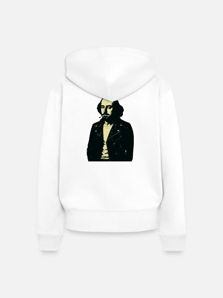 William Shakespeare Mitternachtsrebellenporträt - Frauen Premium Bio Zip Hoodie - Weiß