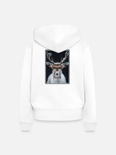 Rentiere Rentier - Frauen Premium Bio Zip Hoodie - Weiß