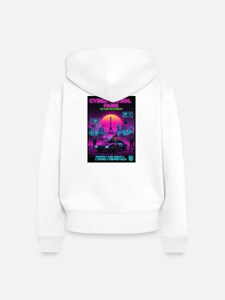 Cyber Patrol Paris - Frauen Premium Bio Zip Hoodie - Weiß