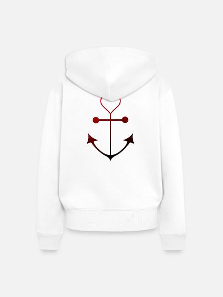 Herzanker - Frauen Premium Bio Zip Hoodie - Weiß