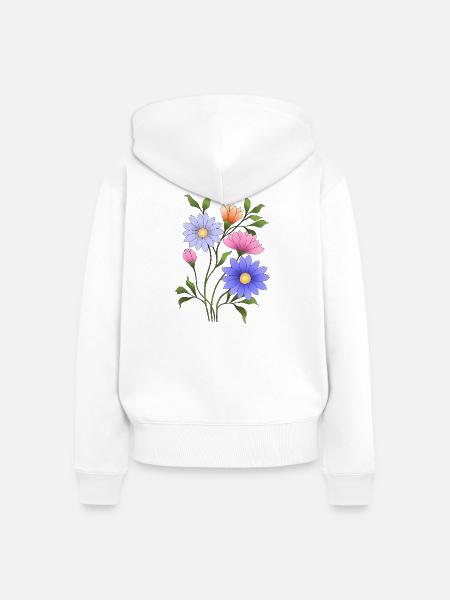 Blumen - Frauen Premium Bio Zip Hoodie - Weiß