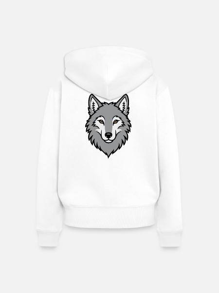 Grauer Wolf Kopf Wildnis Natur Tier - Frauen Premium Bio Zip Hoodie - Weiß