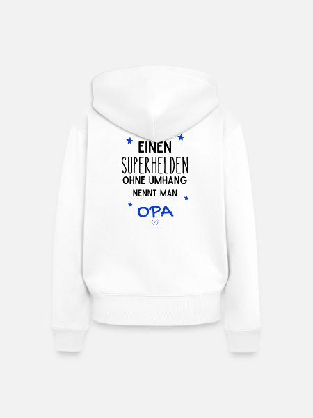 Opa Superheld ohne Umhang - Frauen Premium Bio Zip Hoodie - Weiß