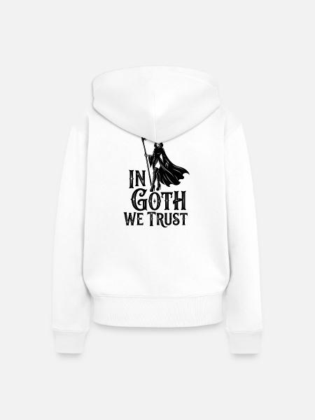 Gothic Grim Reaper Trust Motto - Frauen Premium Bio Zip Hoodie - Weiß