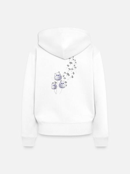 Flauschige Eulen im Löwenzahnflug - Frauen Premium Bio Zip Hoodie - Weiß