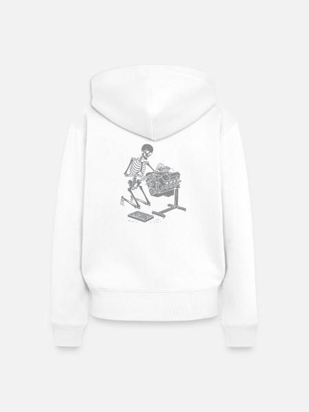 Skelettmechaniker in der Werkstatt - Frauen Premium Bio Zip Hoodie - Weiß