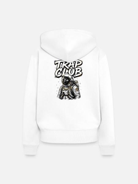 TrapClub Astronautenkette - Frauen Premium Bio Zip Hoodie - Weiß