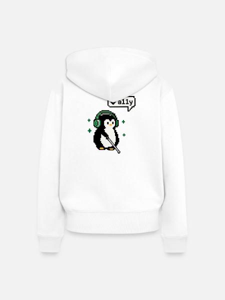 A11y Penguin - Pixel Accessibility - Frauen Premium Bio Zip Hoodie - Weiß