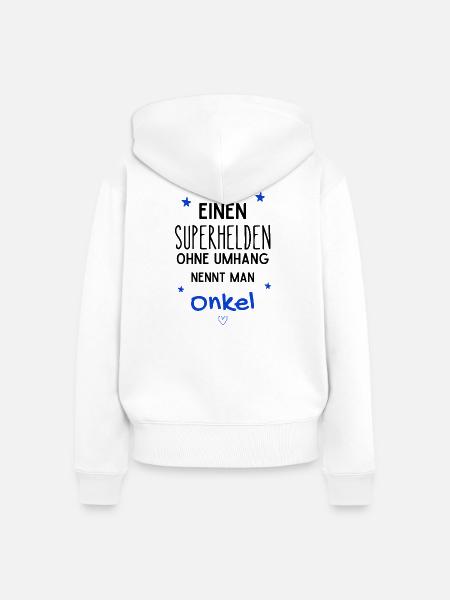 Onkel Superheld - Frauen Premium Bio Zip Hoodie - Weiß