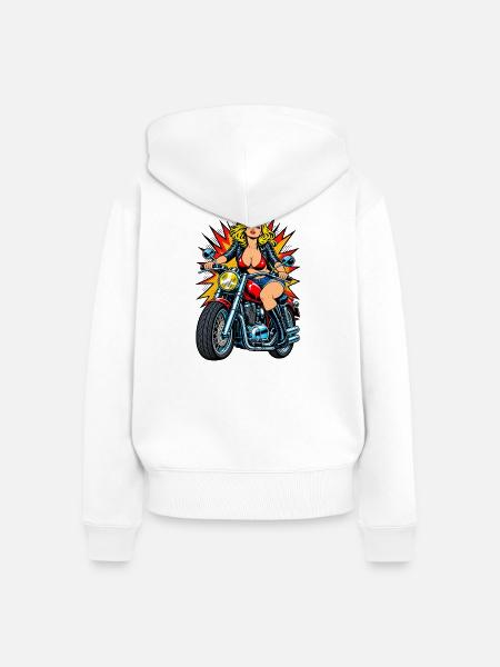 Biker-Mädchen - Frauen Premium Bio Zip Hoodie - Weiß