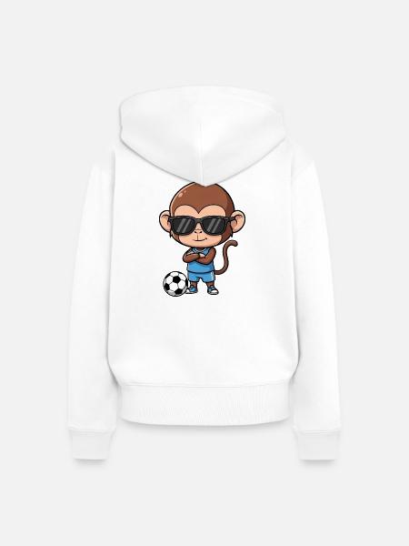 Süßer Schimpanse Fußballspieler Cartoon - Frauen Premium Bio Zip Hoodie - Weiß
